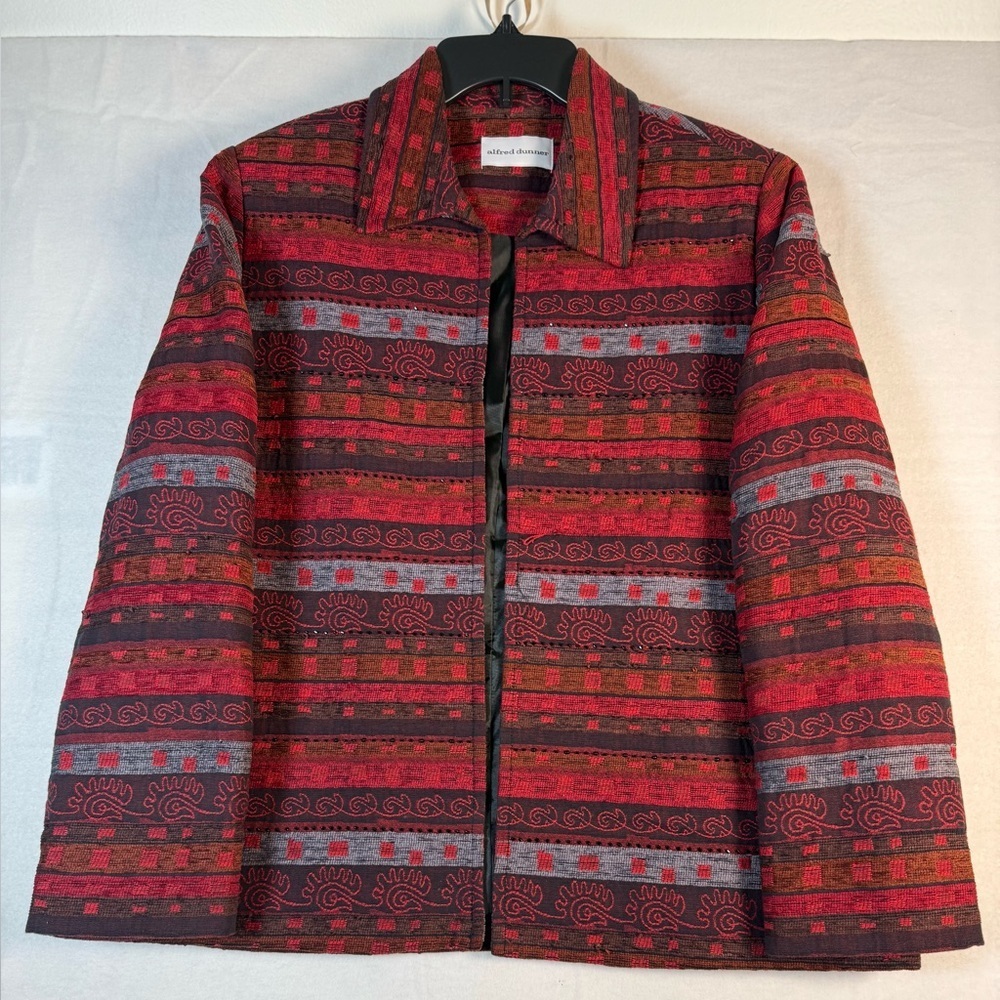 Alfred Dunner Women's Red, Burgundy and Black Lined Jacket Size 14